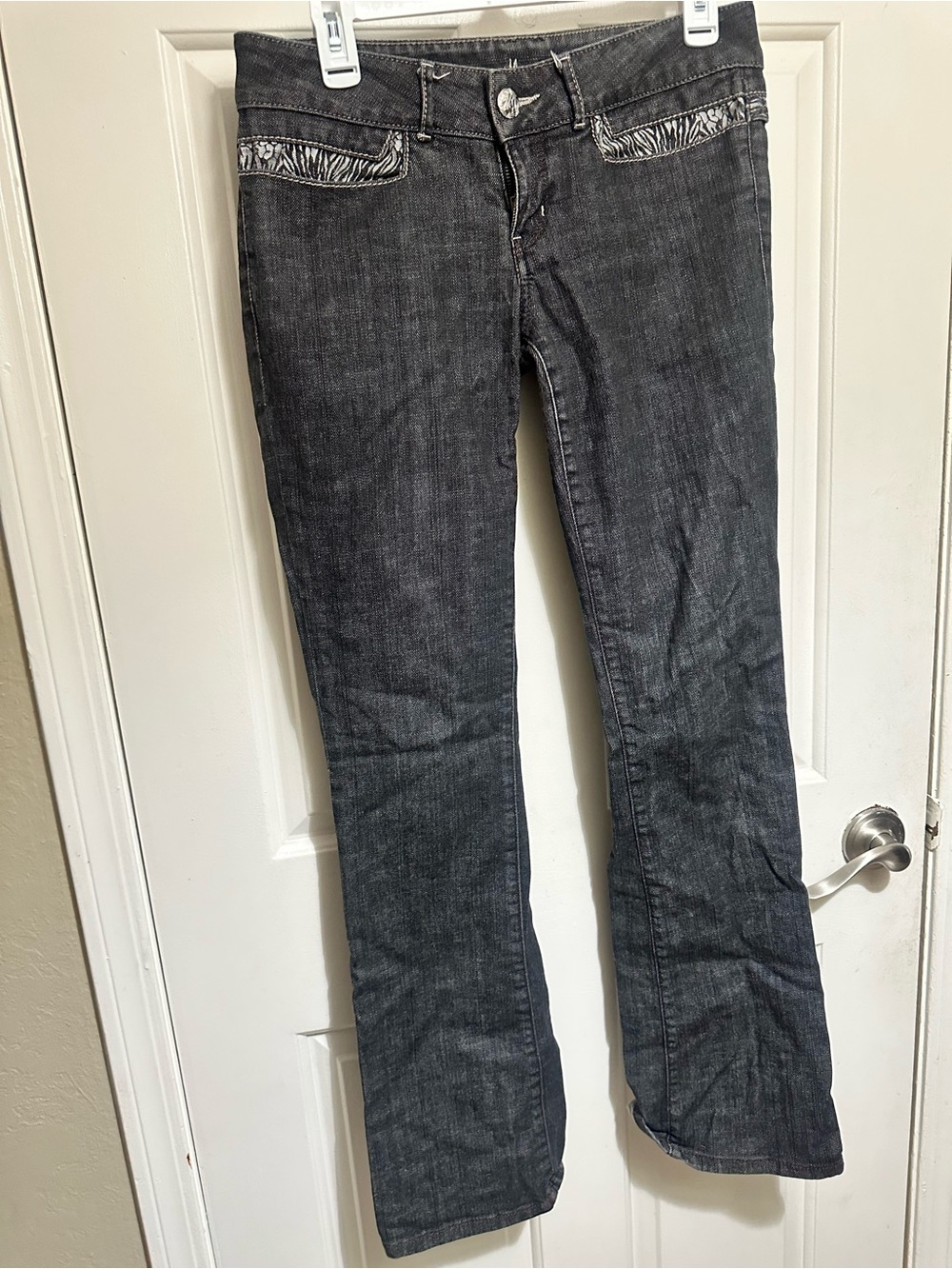 Marciano Dark Gray Boot-Cut Jeans with Patterned Pocket Trim